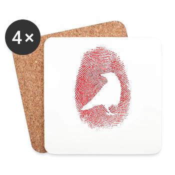 Raven or crow in fingerprint bird - Coasters (set of 4) - white - Front