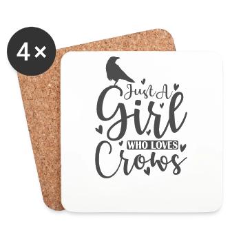 Juste une fille qui aime Crows Raven Crow - Dessous de verre (lot de 4) - blanc - Devant