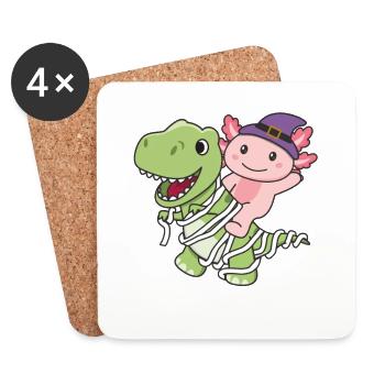 Axolotl Joyeux Halloween T-Rex Costume de Maman - Dessous de verre (lot de 4) - blanc - Devant