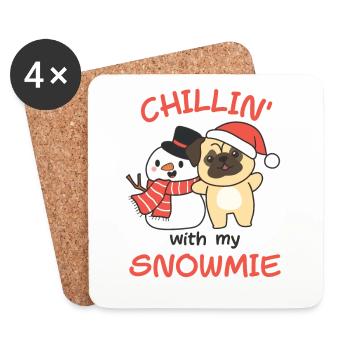 Carlin Chillin avec mon bonhomme de neige - Dessous de verre (lot de 4) - blanc - Devant