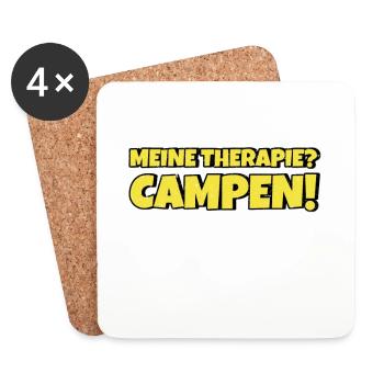 Campen Therapie Lustiger Spruch - Untersetzer (4er-Set) - Weiß - Vorne