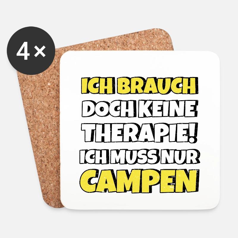 Campen Therapie Lustiger Spruch - Untersetzer (4er-Set) - Weiß