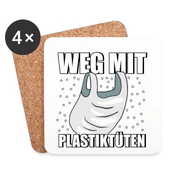 Weg mit Plastiktüten Umweltschutz Rettet die Meere - Untersetzer (4er-Set) - Weiß - Vorne
