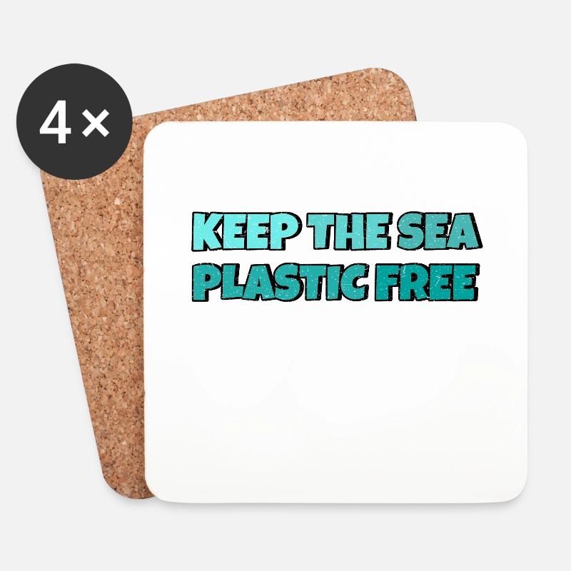 Keep The Sea Plastic Free Umweltschutz Meer retten - Untersetzer (4er-Set) - Weiß