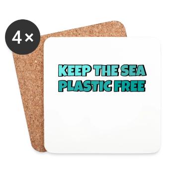 Keep The Sea Plastic Free Environmental Protection Save the Sea - Coasters (set of 4) - white - Front