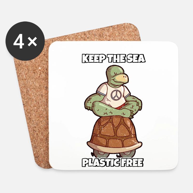 Keep The Sea Plastic Free Umweltschutz Meer retten - Untersetzer (4er-Set) - Weiß
