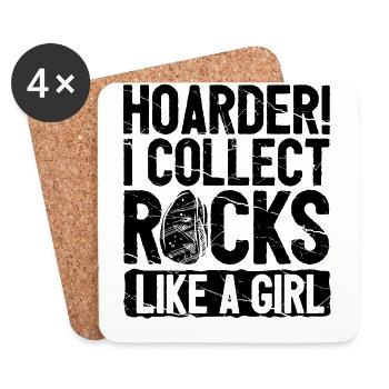 Drôle de fille de chasse aux rochers - Dessous de verre (lot de 4) - blanc - Devant