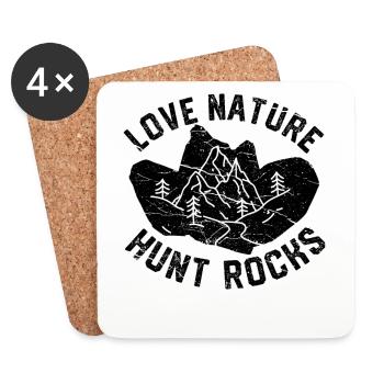 Funny geologist on a stone hunt - Coasters (set of 4) - white - Front