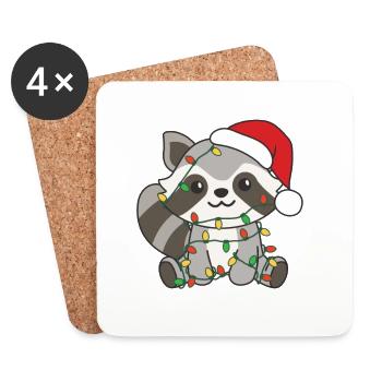 Raccoon Christmas Winter Animals Raccoons - Coasters (set of 4) - white - Front
