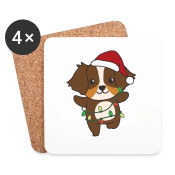Berger australien Noël Animaux d’hiver - Dessous de verre (lot de 4) - blanc - Devant