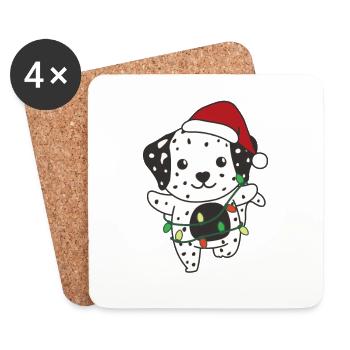 Dalmatian Christmas Winter Cute Dogs - Coasters (set of 4) - white - Front