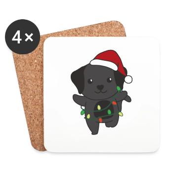 Labrador Noël Hiver Chiens mignons - Dessous de verre (lot de 4) - blanc - Devant
