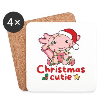 Axolotl Weihnachten Axolotls Christmas Cutie - Dessous de verre (lot de 4) - blanc - Devant