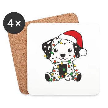 Dalmatian Christmas Winter Cute Dogs - Coasters (set of 4) - white - Front