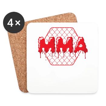 MMA Cage with Lattice Mixed Martial Arts - Coasters (set of 4) - white - Front
