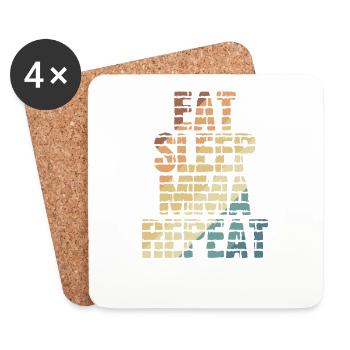 Eat Sleep MMA Repeat Mixed Martial Arts - Coasters (set of 4) - white - Front