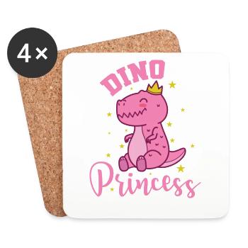 Dino Princess cute cute girl - Coasters (set of 4) - white - Front