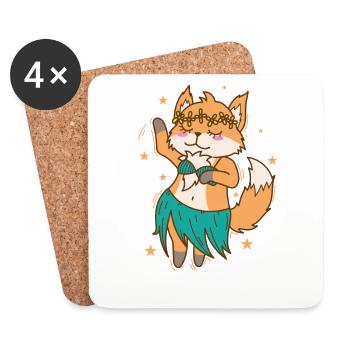 Fox makes belly dance funny animal nature - Coasters (set of 4) - white - Front