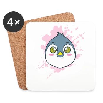 Pingouin en animal japonais de style kawaii - Dessous de verre (lot de 4) - blanc - Devant