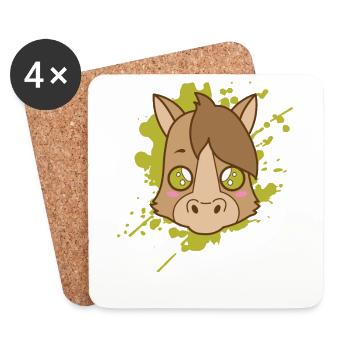Pferd Pony im japanischen Kawaii Stil Tier - Untersetzer (4er-Set) - Weiß - Vorne