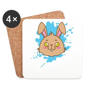 Lapin dans un animal japonais de style kawaii - Dessous de verre (lot de 4) - blanc - Devant