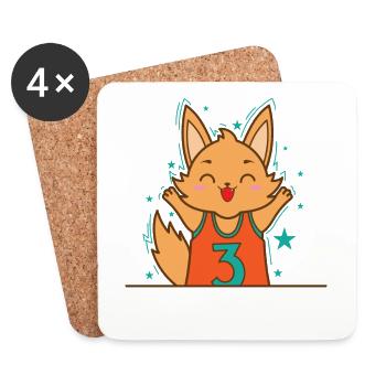 Lapin dans un animal japonais de style kawaii - Dessous de verre (lot de 4) - blanc - Devant