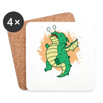 süßer Drache pustet Fabelwesen Märchen - Untersetzer (4er-Set) - Weiß - Vorne