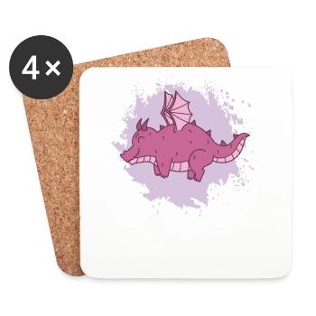 fat dragon fantasy animal cute - Coasters (set of 4) - white - Front