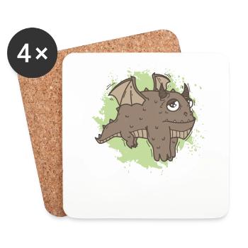 Fat dragon in kawaii funny animal - Coasters (set of 4) - white - Front
