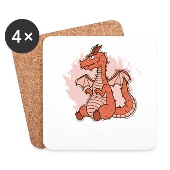 Baby dragon sits cute fantasy animal - Coasters (set of 4) - white - Front