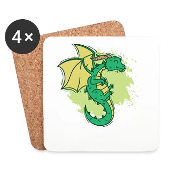 cooler Drache mit Hörner lustiges Tier - Untersetzer (4er-Set) - Weiß - Vorne