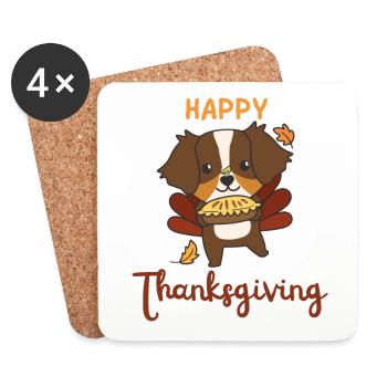 thanksgiving day turkey Australian Shepherd Pie - Coasters (set of 4) - white - Front