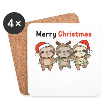 Sloth Christmas Cute Sloths Merry Christmas - Coasters (set of 4) - white - Front