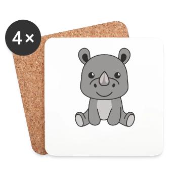 rhino cute animals for kids funny rhinos - Coasters (set of 4) - white - Front