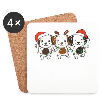 Dalmatiner Weihnachten Weihnachtstiere süße Hunde - Untersetzer (4er-Set) - Weiß - Vorne