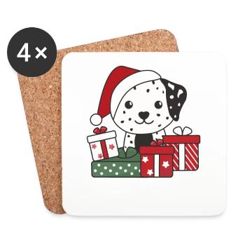 Dalmatiner Weihnachten Geschenk Winter Hunde - Untersetzer (4er-Set) - Weiß - Vorne