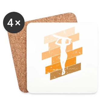 Surfing Woman with Surfboard Surfing Wind - Coasters (set of 4) - white - Front