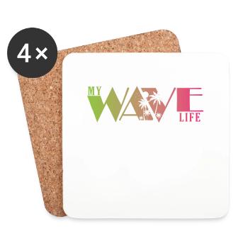 Wave Life Surfing Water Sports - Coasters (set of 4) - white - Front