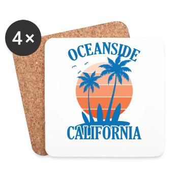 Oceanside California Surfing - Coasters (set of 4) - white - Front