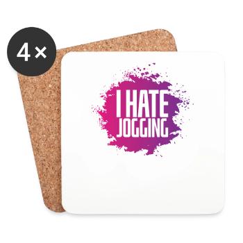 I hate jogging fitness sports running - Coasters (set of 4) - white - Front
