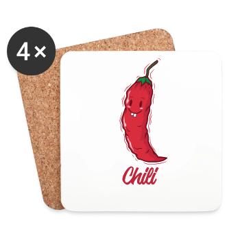 Chili Spice Goût Cuisine - Dessous de verre (lot de 4) - blanc - Devant