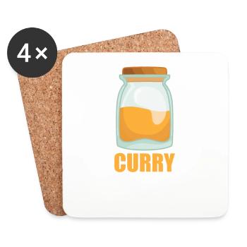 Curry Gewürz Geschmack Essen Kochen - Untersetzer (4er-Set) - Weiß - Vorne