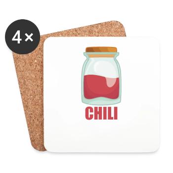 Chili épice nourriture goût cuisine - Dessous de verre (lot de 4) - blanc - Devant