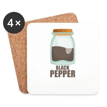 Black Pepper Spice Taste Food Cooking - Coasters (set of 4) - white - Front