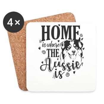 La maison est l’endroit où l’Australien est le berger australien - Dessous de verre (lot de 4) - blanc - Devant
