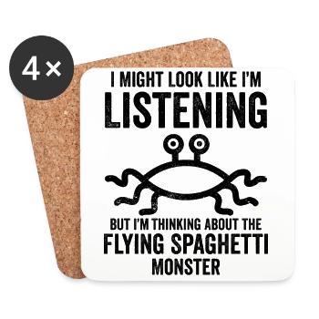 Monstre spaghetti volant FSM - Dessous de verre (lot de 4) - blanc - Devant