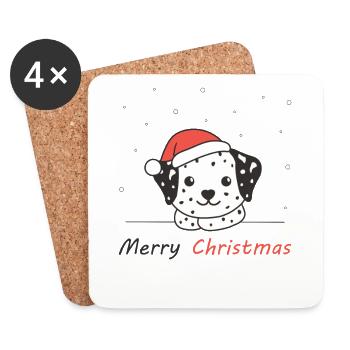 Dalmatian Christmas Snow Winter Animals Dogs - Coasters (set of 4) - white - Front