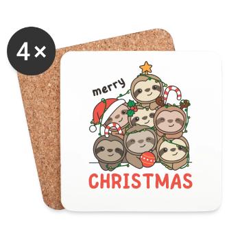 Sloth Christmas Tree Merry Christmas - Coasters (set of 4) - white - Front
