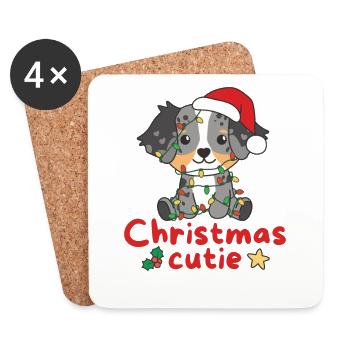 Australian Shepherd Hunde Christmas Cutie - Untersetzer (4er-Set) - Weiß - Vorne