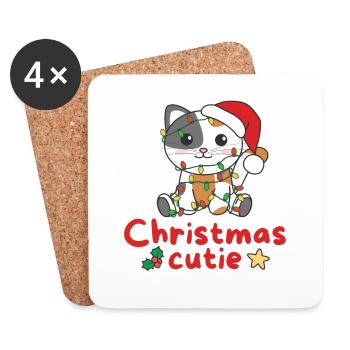 Cat Christmas Cats Christmas Cutie - Coasters (set of 4) - white - Front
